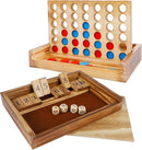 Glintoper Shut The Box & 4 in a Row Tables Game Set, Classic Wood Dice Game with Numbers & Line Up 4 Game for Kids Family, Living Room Rustic Coffee Table Decor, Travel Game Strategy Board Games by TinyTreasures Baby Boutique