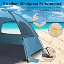 WhiteFang Beach Tent Anti-UV Portable Sun Shade Shelter for 3/4/6/8 Person, Extendable Floor with 3 Ventilating Mesh Windows Plus Carrying Bag, Stakes and Guy Lines by TinyTreasures Baby Boutique