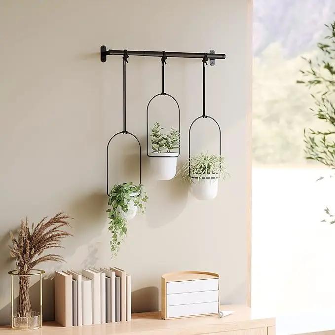 Umbra Triflora Hanging Planter for Window, Indoor Herb Garden, Set of 3, White/Black, photo 10 of 12