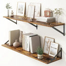 Floating Shelves 48 Inch Long, 10" Deep Floating Shelves, Wall Shelves 48 x 10, Set of 2, Wide Large Display Storage Shelves for Bathroom, Living Room, Rustic Wood Shelves with Brackets, Rustic Brown by CozyNest Decor