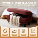 Ottoman Rectangular Storage Ottoman Bench, Flannel Footrest Stool Footstool with Lid for Living Room, Bedroom, Entryway, Red, 28.5"x19"x17.5" by CozyNest Decor