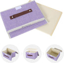 ANMINY 2PCS Storage Bins with Lid PU Leather Handles Storage Boxes PP Plastic Board Decorative Foldable Lidded Cotton Linen Fabric Home Cubes Baskets Closet Organizer Containers - Purple, Small Size by TinyTreasures Baby Boutique