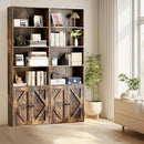 Tall Brown Wooden Bookshelf with Cabinet and Doors – 70.86" Bookcase with Doors, 6 Shelf Freestanding Tall Book Shelf for Living Room Storage, Bedroom, Home Office Organization – Brown Bookcase Wood by CozyNest Decor