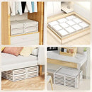 Bamboo Under Bed Storage Containers- Underbed Organizer with Wheels with Large Dust Bag,Sturdy Wood Rolling Under the Bed Shoe Storage Organizer Drawer 2 Packs (White, Small) by CozyNest Decor