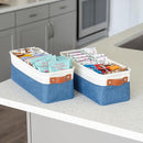 OrganiHaus Narrow Storage Bins 15x06in, Small Closet Bins for Shelves, Bathroom Storage Baskets for Shelves, Narrow Baskets, Fabric Organizer with Handles, Toilet Paper Organizer - 2 Pack, Navy Blue by TinyTreasures Baby Boutique