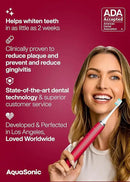 Aquasonic Vibe Series Ultra-Whitening Toothbrush – ADA Accepted Electric Toothbrush - 8 Brush Heads & Travel Case – 40,000 VPM Motor & Wireless Charging - 4 Modes w Smart Timer – Ruby by CozyNest Decor