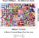 1000PCS Polymer Clay Beads Bracelet Making kit, 24 Style Cute Fun Beads Flower Animal Rainbow Eye Charms for Jewelry Necklace Earring Making DIY Accessories for Women Girls by TinyTreasures Baby Boutique
