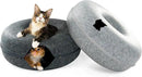 Cattasaurus Peekaboo Cat Cave, Extra Spacious for Multiple & Large Cats 12+ lbs, Scratch Detachable Beds for Indoor Cats, Washable Tunnel Bed, Comfy Cat Donut Tunnel (Light Gray+Dark Gray, Jumbo) by CozyNest Decor
