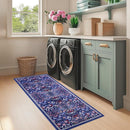 Runner Rug for Entryway: 2.6x8 Kitchen Rugs Non Slip Washable Ultra-Thin Soft Floral Carpet Indoor Floor Stain Resistant Carpets for Hallway Bedroom Kitchen Laundry Bathroom Dorm Blue by TinyTreasures Baby Boutique