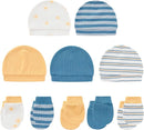 Baby Hat and Mittens Set Cotton Newborn Baby Hats Caps for Boys and Girls, 0-6 Months by TinyTreasures Baby Boutique
