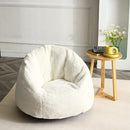 N&V Small Bean Bag Chair for Kids, Children Mini Bean Bag Sack, Foam Filling, Includes Removable and Machine Washable Cover, 27in, Soft Faux Fur (White) by TinyTreasures Baby Boutique