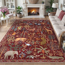 OJIA Jungle Print Washable Area Rugs 5x7, Soft Rugs for Living Room Ultra-Thin Non-Shedding Modern Bedroom Rug, Stain Resistant Throw Rug Large Carpet for Kids Nursery Dining Room, Red by TinyTreasures Baby Boutique
