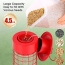 Squirrel Proof Bird Feeder for Outdoors, Weatherproof Metal Feeder, 4.5 lb Large Capacity, Weight-Activated Perches, Hanging Feeder for Cardinals, Finches, Wild Birds, Red by GreenHaven Gardens