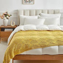 Longhui bedding Chunky Cotton Knit Throw Blanket for Couch, Sofa, Bed, or Chair, Decorative Breathable Fall Cable Knit Blanket 60 x 80 Inches, Large Mustard Yellow by CozyNest Decor