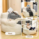 Bean Bag Chair for Adults - Faux Fur, Fluffy and Comfy with Filler, Big Sofa for Reading, Gaming (Beige, Oversize) by CozyNest Decor