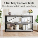 LVB Farmhouse Entryway Table, Metal Wood Console Table for Hallway, Industrial Rustic Sofa Table with 3-Tier Storage Shelf, Modern Entry Table for Foyer Front Home Living Room, Light Grey Oak, 47 inch by CozyNest Decor
