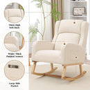 Rocking Chair Nursery, Nursing Rocking Chairs for Mom Nursery, Comfy Wingback Glider Rocking Armchair with Side Pocket for Nursery Living Room, Beige by TinyTreasures Baby Boutique