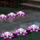 LEWIS&WAYNE Solar Garden Lights Outdoor, 3 Pcs Purple Lotus Flower Pathway Lamps with Cool White Crackle Glass Globe Led Lights for Patio Pathway Yard Balcony Garden Decorations by CozyNest Decor
