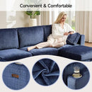 110" Modular Sectional Sofa, Convertible Sleeper Sofa Couch Bed with Adjustable Backrest, U-Shaped Chenille Cloud Couch with Ottoman Storage, Deep Seat Couches for Living Room,Blue by CozyNest Decor