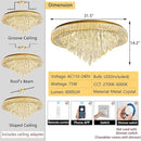 Modern Crystal Chandeliers for Living Room Ceiling Light Fixture LED Dimmable Lamp with Remote Pendant Lighting Flush Mount Ceiling Light for Dining Room Bedrooms Foyer by CozyNest Decor
