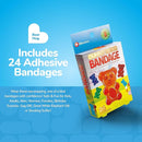 BioSwiss Bandages, Gummy Bear Shaped Self Adhesive Bandage, Latex Free Sterile Wound Care, Fun First Aid Kit Supplies for Kids, 24 Count by TinyTreasures Baby Boutique