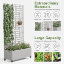 Casaphoria Metal Raised Garden Bed with Trellis and Wheels, 72"x35"x16" Planter Box for Climbing Plants, Vegetables & Vines, Features Drainage Holes and Privacy Screen (Grey-Helen) by GreenHaven Gardens