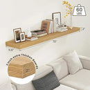 Deep Floating Shelves for Wall - 72 Inch Wide x 12 Inch Deep Wall Shelves Set of 1 - Rustic Oak Color Wood Shelves for Living Room, Bathroom, Laundry Room, Bedroom, Kitchen, Home Office by CozyNest Decor
