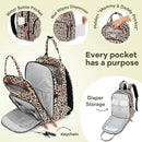 RUVALINO Diaper Bag Backpack-Multifunction Baby Travel Bag with Changing pad, Insulated Bottle Holders & Pacifier Case, Large Capacity, Waterproof, Yellow Leopard by TinyTreasures Baby Boutique