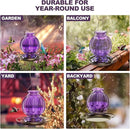 Glass Hummingbird Feeder for Outdoors Hanging, Bird Nectar Feeder with Perch & 5 Flower Feeding Ports, 26 Oz Leak Proof for Outside Garden Decor Backyard, Gifts for Women Mom, Purple by GreenHaven Gardens
