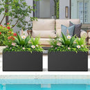 FENCY Metal Rectangular Planter Box, Large Planters for Outdoor Plants, Tall Planters for Outdoor Plants with Drainage Holes (32" L x 10" W x 16.3" H,Black) by GreenHaven Gardens