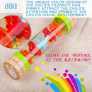 BIUWING Rainmaker Rain Sticks, Mini Wooden Musical Shake, Beaded Raindrops - Turn Over and Watch The Colorful Beads Flow Down The Tube as It Creates The Soothing Sound of Rain by TinyTreasures Baby Boutique