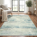 Washable Rug 6x9 Area Rugs, Abstract Large Living Room Rugs with Non-Slip Backing, Thin Carpet for Dorm Dining Room Table Nursery Indoor Home Office -Blue/Gray by TinyTreasures Baby Boutique