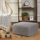 REDEARTH · Cube Low Pouf Foot Stool Ottoman - Hand Knitted Poof - Cord Boho Pouffe - Home Décor - Stuffed Footrest for Living Room - Nursery - Bedroom - Patio (16" x 16" x 8") - Light Gray by CozyNest Decor