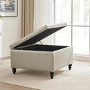 HUIMO Square Storage Ottoman, Tufted Leather Ottoman for Living Room (Khaki) by CozyNest Decor