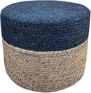 Jute Pouf Ottoman | Footrest Pouf | Hand Braided - Round Boho Pouffe - for Living Room, Bedroom, Nursery (18"x18"x12") Navy by CozyNest Decor
