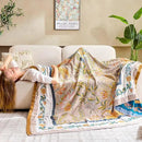 Boho Blanket, 100% Cotton Farmhouse Decorative Throw Blanket, 60"x80" Reversible Bohemian Throw Blanket, Brown All Season Muslin Breathable Woven Blankets Quilt by CozyNest Decor