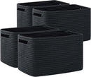 OIAHOMY 4 Pack Storage Baskets for Organizing, Cube Storage Bins for Shelves, Rectangle Storage Baskets With Handles, Woven Baskets for Storage, 12.7''Lx9''Wx7.8''H, Black by TinyTreasures Baby Boutique