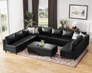 ABCASA Oversized 145.5" Faux Leather Modular Sectional Sofa, Modern Large 12 Seater U Shaped Couch with Storage Seat with Reversible Chaise Deep Seat for Living Room DIY Combination - Black by CozyNest Decor