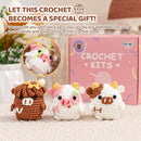 Mewaii Crochet Kit for Beginners Level 2 with 40% Extra Eco-Friendly Pre-Started Easy Yarn, Step-by-Step Video Tutorials for Adults and Kids (3 Pack Cows) by TinyTreasures Baby Boutique