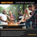 Shintenchi 43 Inch Fire Pit Table, 50,000 BTU Outdoor Propane Fire Table, Outdoor Steel Propane Fire Pit with Lid and Lava Rock for Garden, Yard, Camping, Pool Use, Black by GreenHaven Gardens