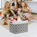 DULLEMELO Foldable Nursery Storage Baskets Canvas Storage Bins for Organizing 2 Pack Collapsible Home Organizer With Leather Handles (White&Lattice Grey) by TinyTreasures Baby Boutique