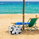 Inflatable Ottoman Stool D21 xH9 for Outdoor/Indoor Use, Water Repellent Patio Foot Rest Stool with Portable Handle,Round Pouf Ottoman Suitable for Garden,Deck and Camping - Black Leaves by CozyNest Decor