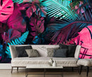 Tropical Plant Rose Red Banana Leaf Fabric Wallpaper Mural for Bedroom Living Room Basement(Not Self-Adhesive) by TinyTreasures Baby Boutique