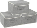Fabric Storage Bins Cube Organizers with Flip-Top Lid and Handles,Storage Boxes for Organizing Home,Office,and Closet,Grey,3 Pack 13 X 9.1 X 7.9 in by CozyNest Decor