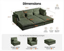 Oversized Modular Sofa, Extra Deep Cloud Corduroy Sectional Couch with Ottoman Chaise, Fluffy Chenille 6 Seater Couch Bed for Living Room, Villa (Sofa Bed 6 Seater, Corduroy Green)