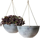 LA JOLIE MUSE Large Hanging Planters for Outdoor Plants - 13 Inch Hanging Flower Pots with Drainage Holes, Set of 2, Rock Grey by GreenHaven Gardens