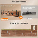 Dseap Coat Rack Wall: 24" Long, Patented, Heavy-Duty, 6-Double-Hooks Wooden Wall Mounted Coat Rack Coat Hanger Hook Rail for Winter Coats Hat Jacket Clothing, Light Brown by CozyNest Decor