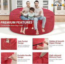 6FT Bean Bag Chair, Large Bean Bag Chairs with Memory Foam Filled, Fluffy Beanbag Sofa with Dutch Velvet Cover, Round BeanBag Chairs for Living Room, Playroom - Red by TinyTreasures Baby Boutique
