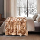 Amélie Home Faux Fur Throw Blanket for Couch, Cozy Fuzzy Fluffy Fur Luxurious Soft Striped Plush Gift Blankets for Family Sofa Chair Bed Living Room Bedroom, 55"x70", Tie-dye Khaki by CozyNest Decor