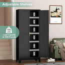 Metal Pantry Cabinet with 2 Doors and 5 Adjustable Shelves, 75" Kitchen Storage cabinets with Gold Handles, Versatile Storage for Laundry Room, Living Room, Bathroom, Dinning Room, Utility Room-Black by CozyNest Decor